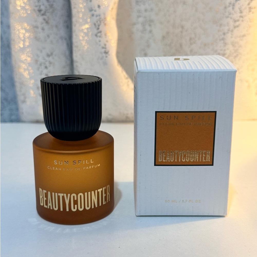 Beautycounter Sun Spill Eau de Parfum — Amber Bottle with Black Cap